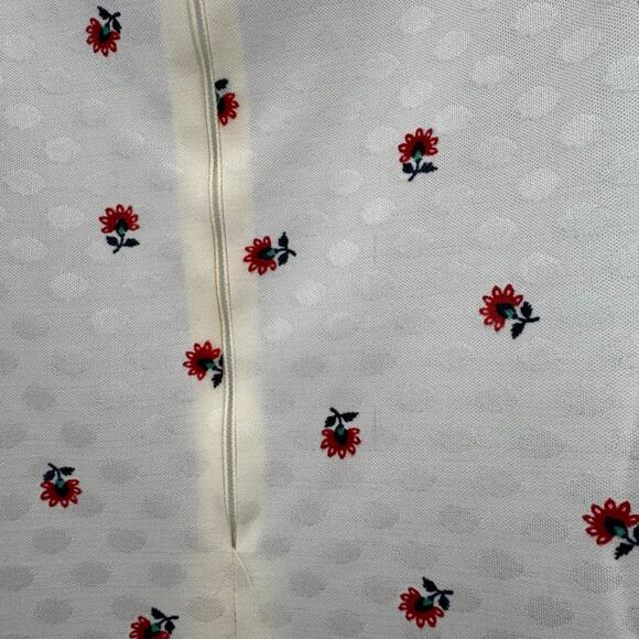 Vintage 1970s Terry Chicago Sleeveless Floral Polka Dot High Neck Blouse Small - Picture 8 of 11